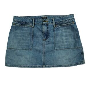 Vintage American Eagle Denim Low rise mini micro Skirt Utility Patch Pocket Sz 8